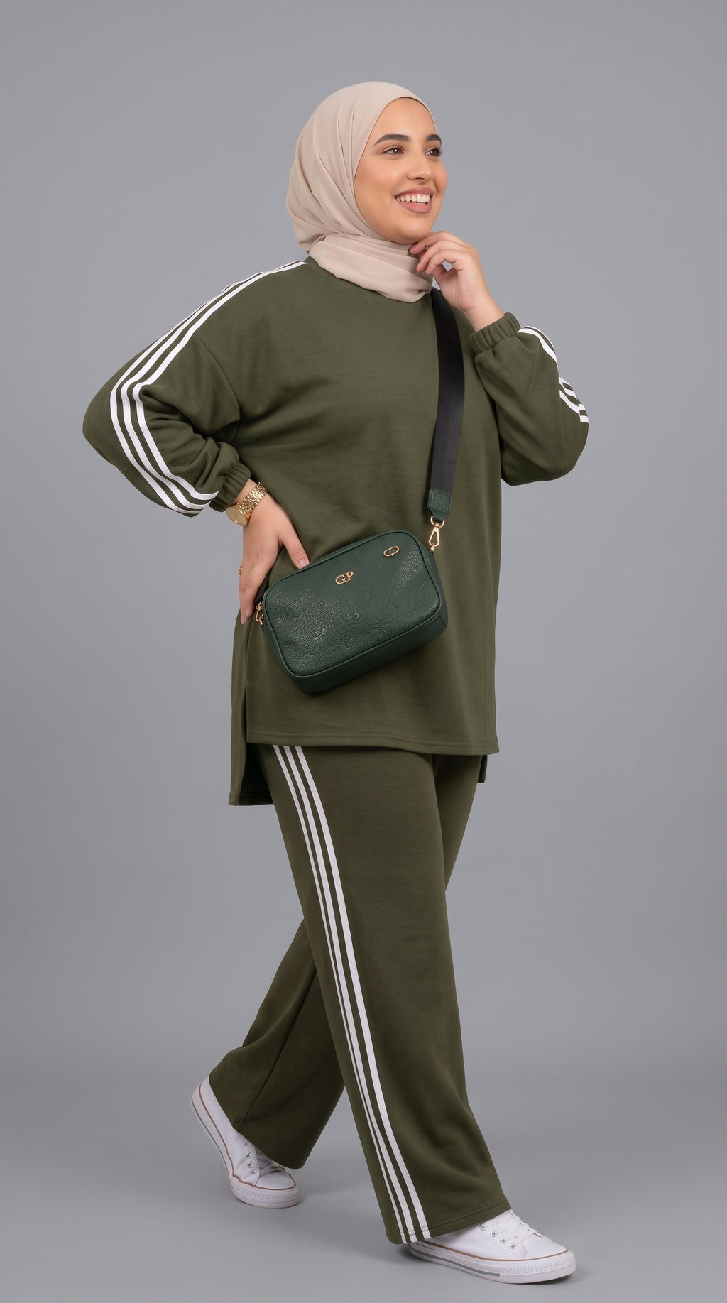 Ensemble Femme Oversize Sport-Chic - Vert Kaki