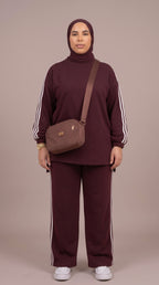 Ensemble Femme 2 Pièces Oversize Sport-Chic - Rouge Bordeaux & Vert Kaki