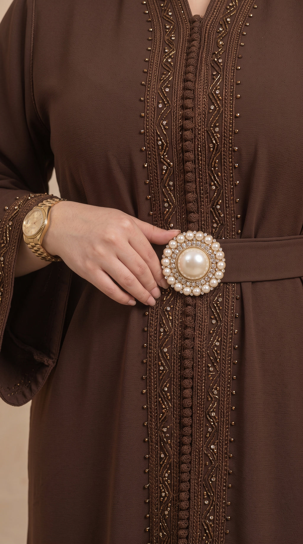 Caftan Moderne Chic Marron Chocolat