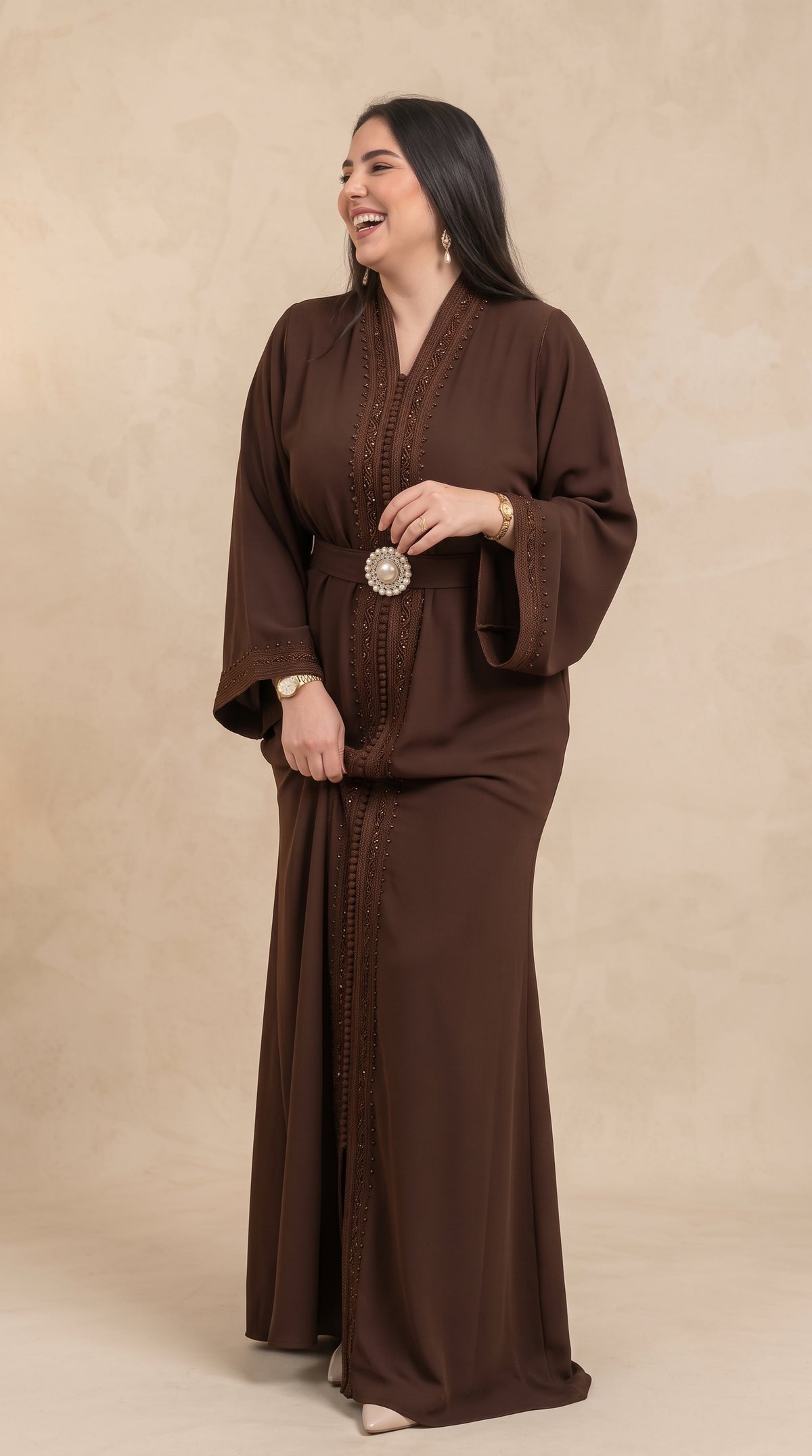Caftan Moderne Chic Marron Chocolat